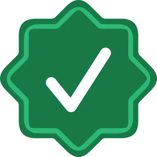 White tick symbol in a green star